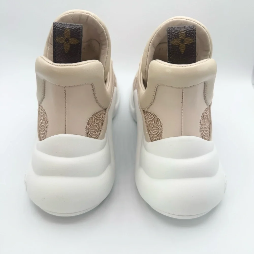 NEW Louis Vuitton Archlight Beige Monogram Jacquard Chunky Sole Sneakers Shoes